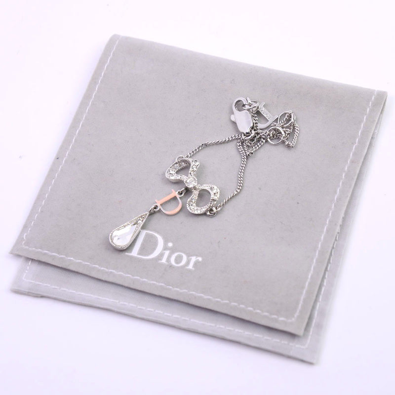【Dior】クリスチャンディオール
 ティアドロップ/リボン ブレスレット
 ラインストーン ピンク レディース ブレスレット