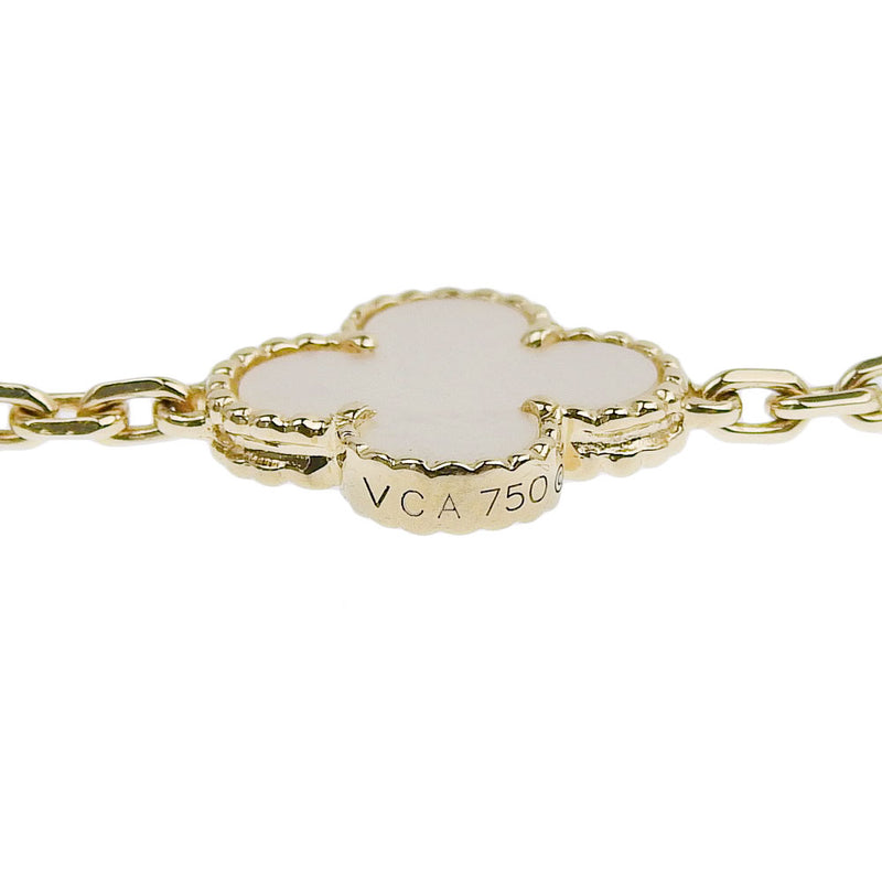 [Van Cleef & Arpels] Van Clef & Arpel Alhambra Clover K18 Oro amarillo X White Shell Gold Ladies Bracelet SA Rank