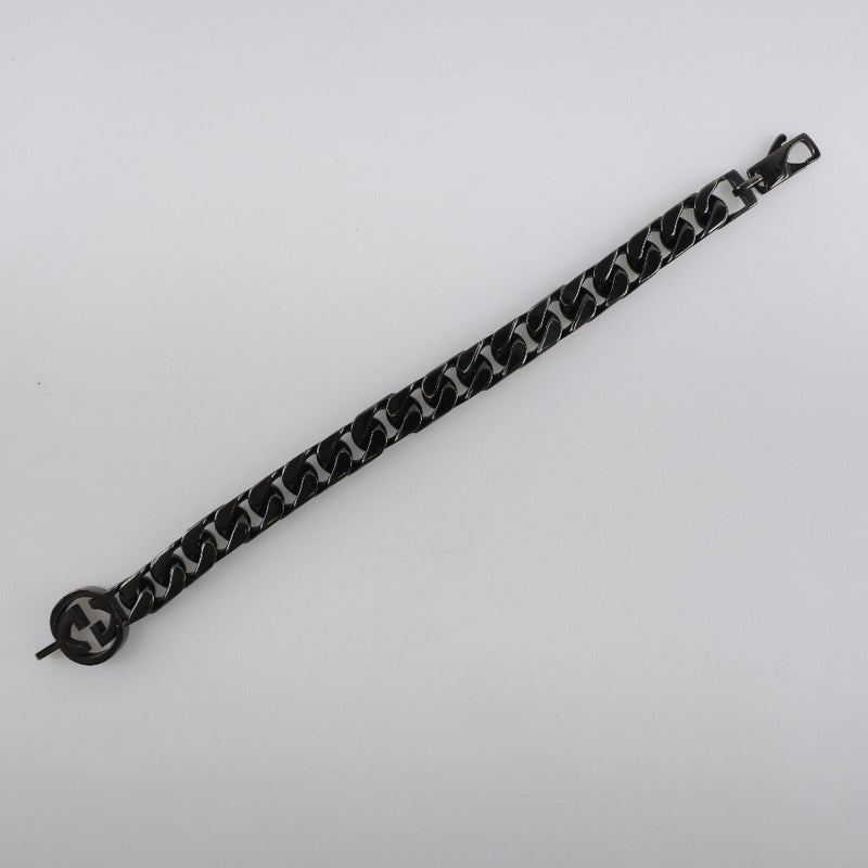 [GUCCI] Gucci Interlocking Metal Black Unisex Bracelet A-Rank