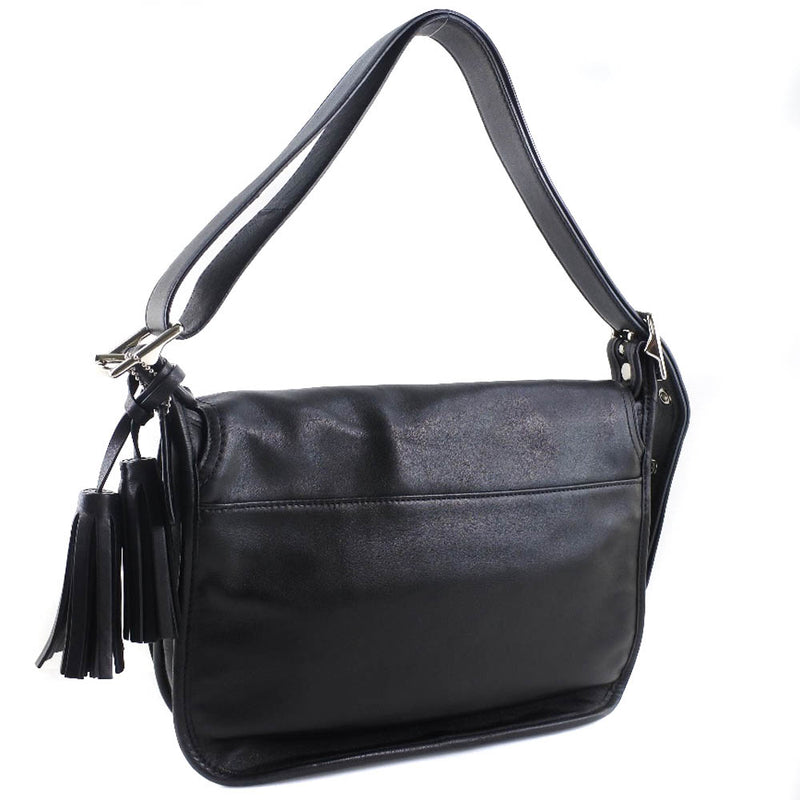 [Coach] Coach fringe 19921 leather black ladies shoulder bag