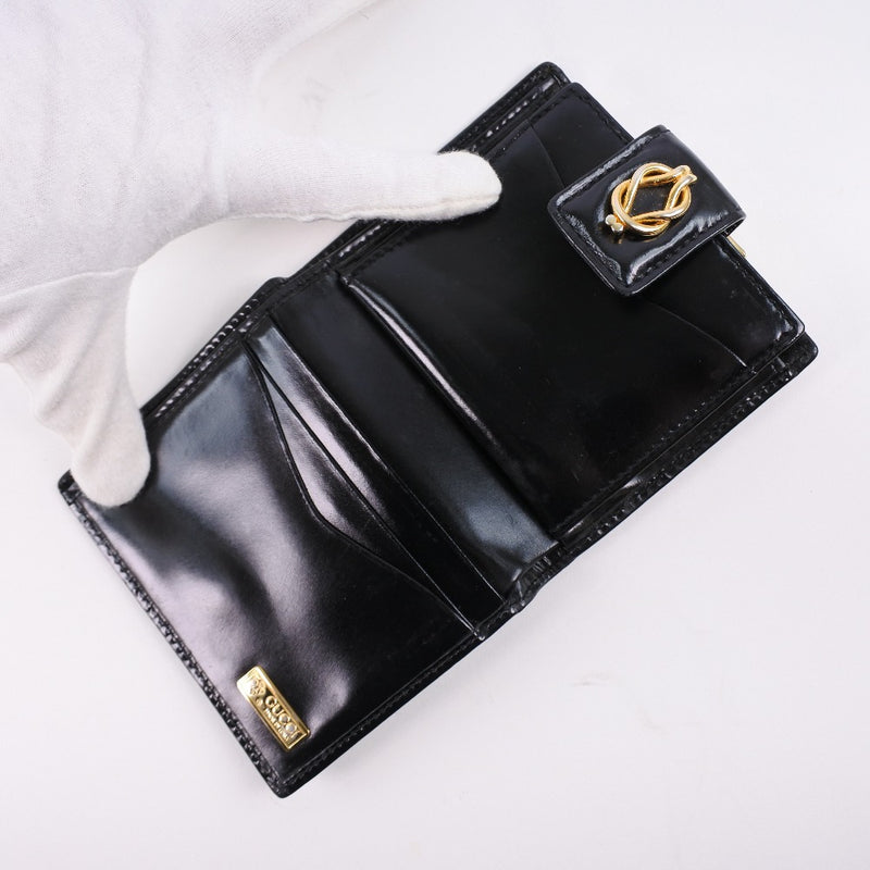 [Gucci] Gucci Patente Leather Black Ladies Bi -Lofold Billet