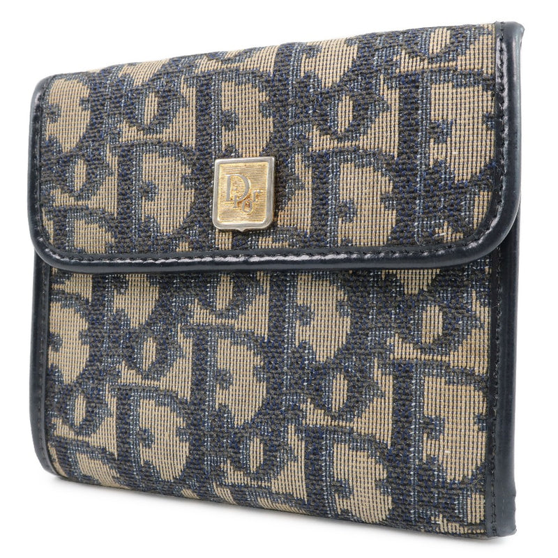 【Dior】クリスチャンディオール
 トロッター 二つ折り財布
 キャンバス ネイビー レディース 二つ折り財布