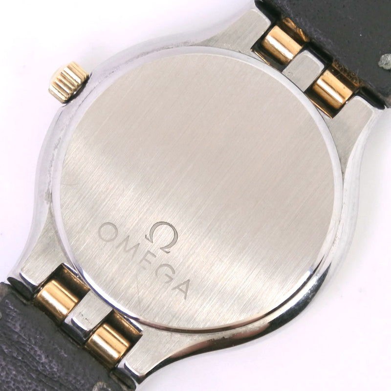 【OMEGA】オメガ
 腕時計
 ステンレススチール×レザー クオーツ レディース ゴールド文字盤 腕時計