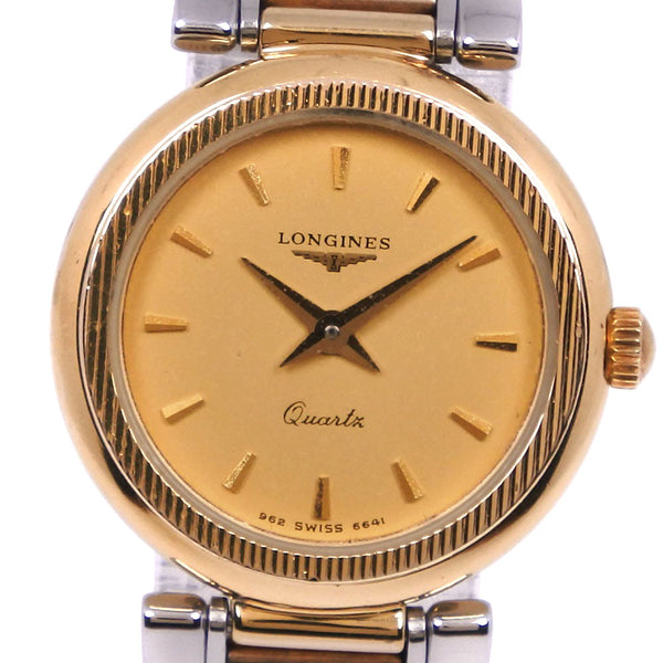 [Longines] Longine acero inoxidable Gold Quartz Display Ladies Gold Dial Watch B-Rank