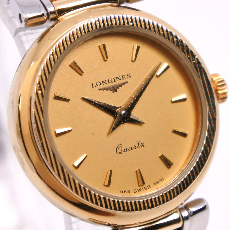 [Longines] Longine acero inoxidable Gold Quartz Display Ladies Gold Dial Watch B-Rank