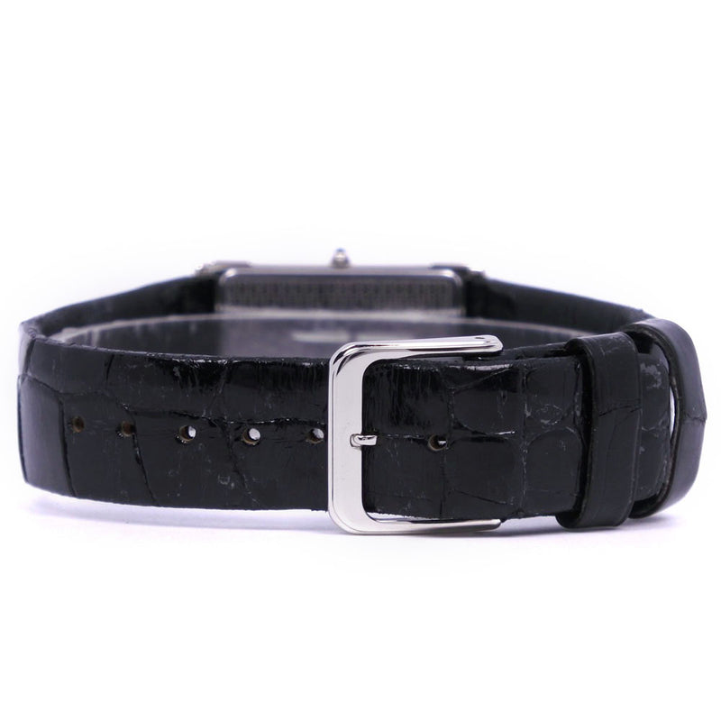 [SEIKO] Seiko Lasal 2F50-6130 Stainless Steel x Leather Black Quartz Men White Dial Watch A-Rank