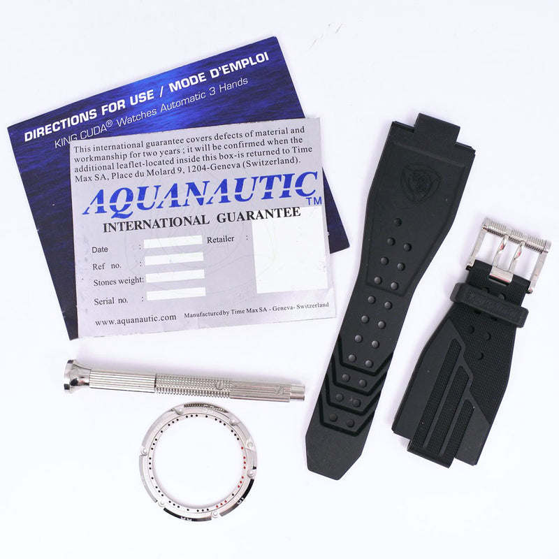 【AQUANAUTIC】アクアノウティック
 サブコマンダー ダイヤ ステンレススチール×ラバー 黒 自動巻き アナログ表示 メンズ 黒文字盤 腕時計
B-ランク