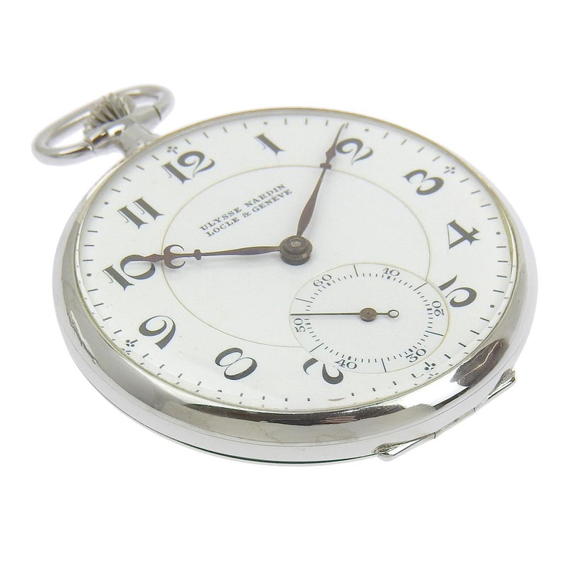 [Ulysse Nardin] Ulys Naldan Small Platinum Silver Human Round Unisex Unisex White Dial Pocket Clock
