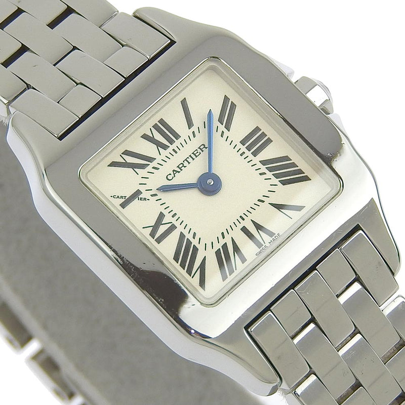 [Cartier] Cartier Santo Suduzelle SM Watch W25064Z5 Acero de acero de acero de acero de acero de acero plateado Pantalla analógica de plata Dial Santos de Moiselle SM Ladies A Rank