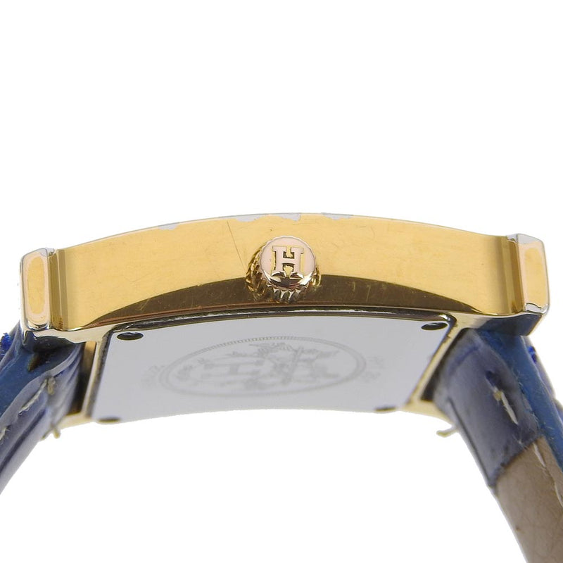 [Hermes] Hermes H Watch HH1.201 Goldia de oro x Display analógica de té de cuero Damas de marcación blanca Dial