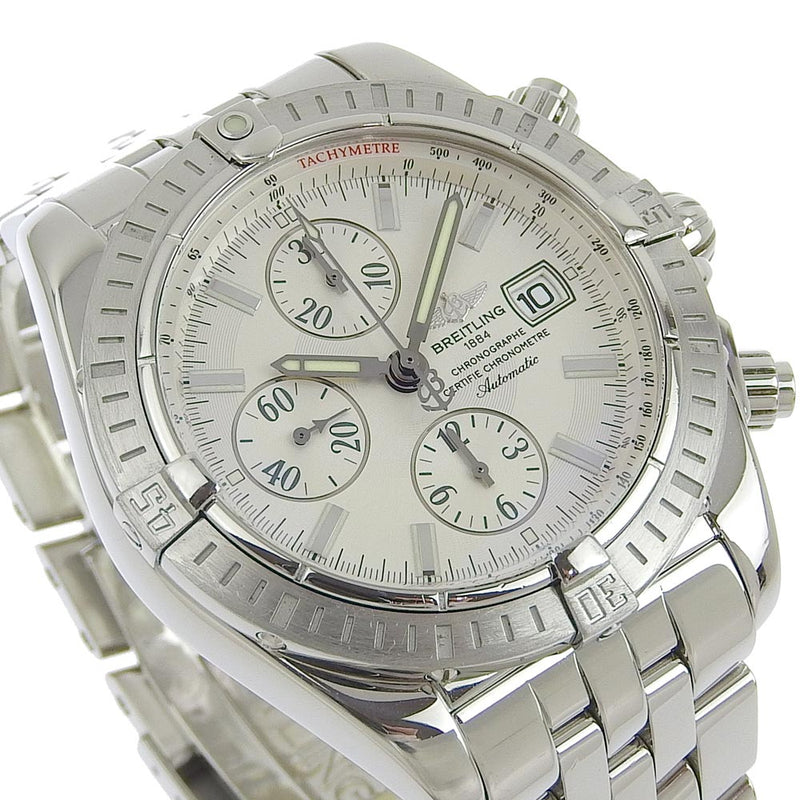 [BREITLING] Breitling Clano Mat Evolution Watch A13356 Stainless steel Steel Silver Automatic Wind Chronograph Silver Dial Clanomat Evolution Men A-Rank