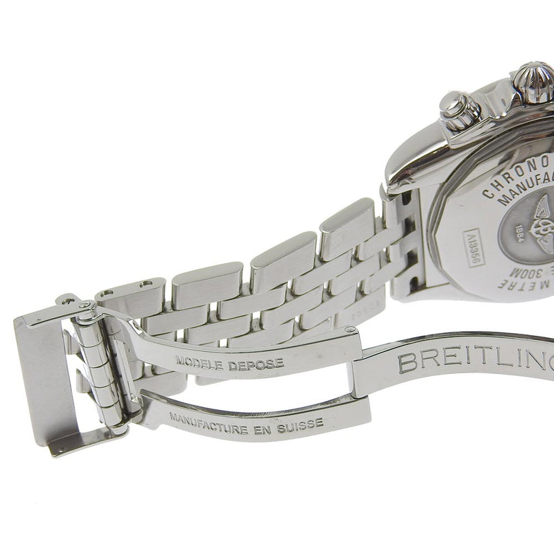 【BREITLING】ブライトリング
 クラノマットエボリューション 腕時計
 A13356 ステンレススチール シルバー 自動巻き クロノグラフ シルバー文字盤 clanomat evolution メンズA-ランク