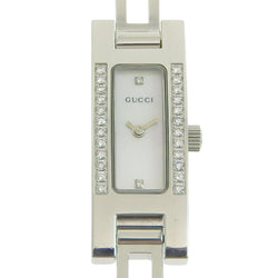 【GUCCI】グッチ
 3900L ステンレススチール×ダイヤモンド シルバー クオーツ アナログ表示 レディース ホワイトシェル文字盤 腕時計