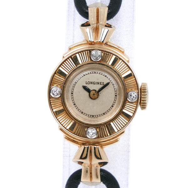 [Longines] Longines
 Bezel Diamond Cal.4LL K14 Yellow Gold x Leather Gold Human Roll Women's Gold Dial Watch
B-rank