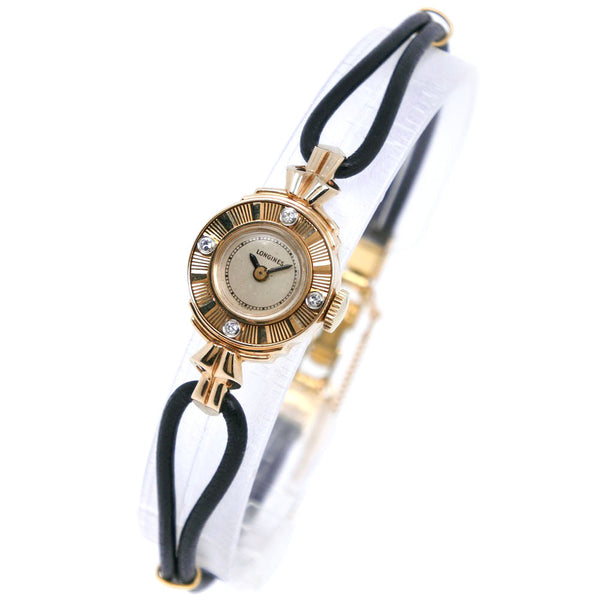 [Longines] Longines
 Bezel Diamond Cal.4LL K14 Yellow Gold x Leather Gold Human Roll Women's Gold Dial Watch
B-rank