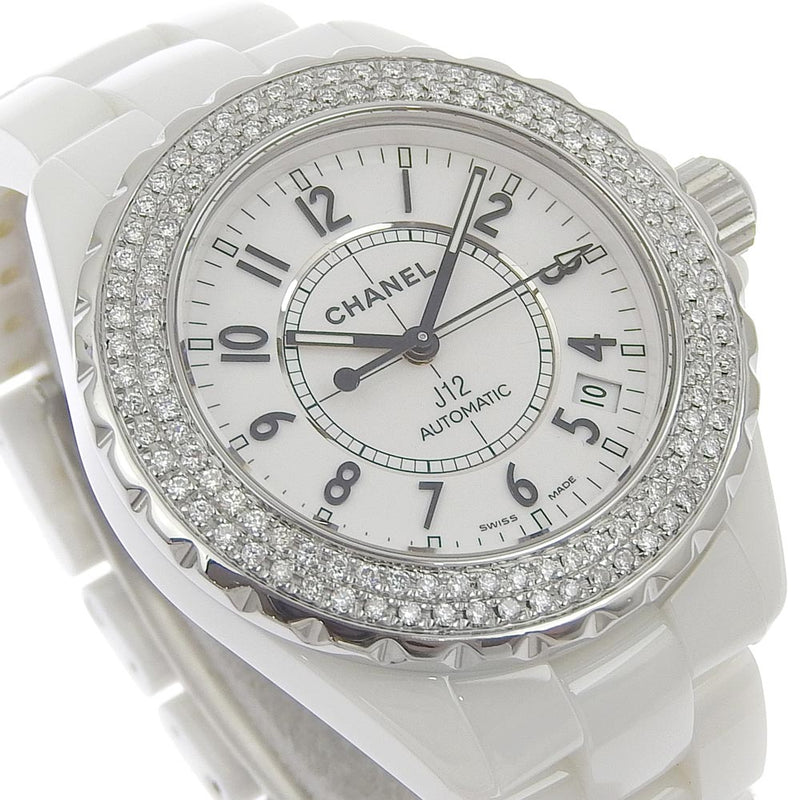 【CHANEL】シャネル
 J12 ダイヤベゼル H5700 ホワイトセラミック×ダイヤモンド 白 自動巻き アナログ表示 メンズ 白文字盤 腕時計
A-ランク