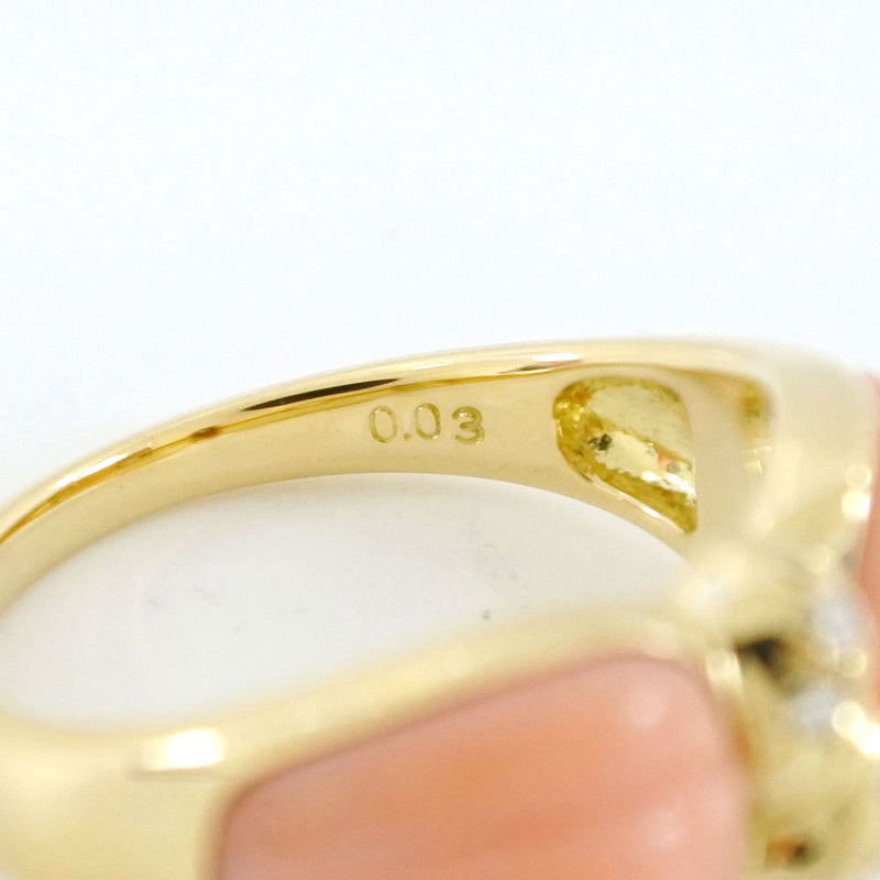 [TASAKI] Tasaki Ring / Ring K18 Yellow Gold x Coral (Coral) x Diamond 11.5 0.03 Engraved Ladies Ring / Ring A Rank