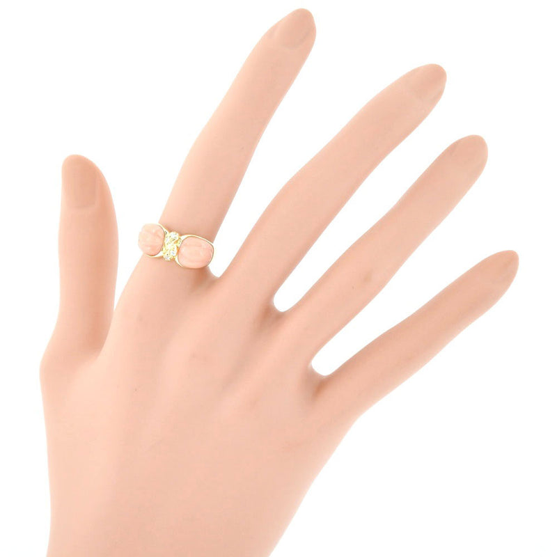 [Tasaki] Tasaki anillo / anillo K18 oro amarillo x coral (coral) x diamante 11.5 0.03 anillo / anillo de damas grabadas un rango