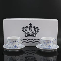 【Royal Copenhagen】ロイヤルコペンハーゲン
 ブルーフルーテッド プレイン カップ&ソーサー×2 食器
 ポーセリン ホワイト 食器
Sランク