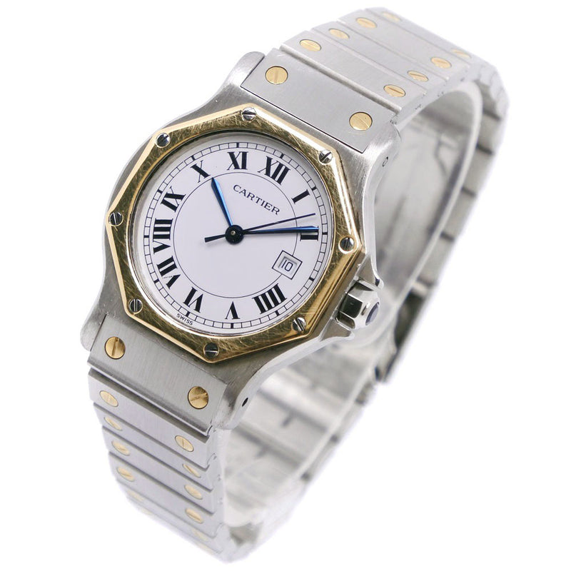 [Cartier] Cartier Santos Ooktagon LM Acero inoxidable X YG Silver Automatic Boys White Dial Watch