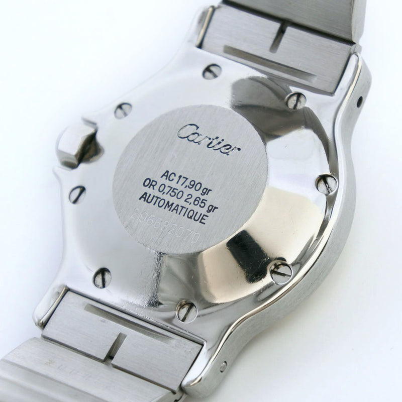 【CARTIER】カルティエ
 サントスオクタゴンLM ステンレススチール×YG シルバー 自動巻き ボーイズ 白文字盤 腕時計