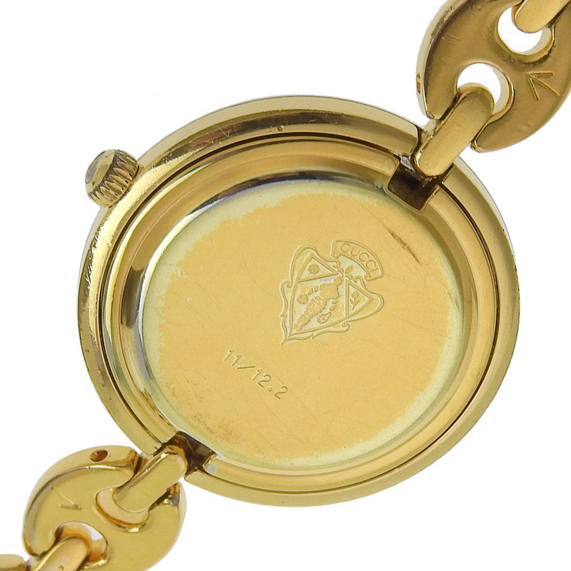 [GUCCI] Gucci Change Besel 11/12.2 Gold plating Gold Quartz Analog Display Ladies White Dial Watch