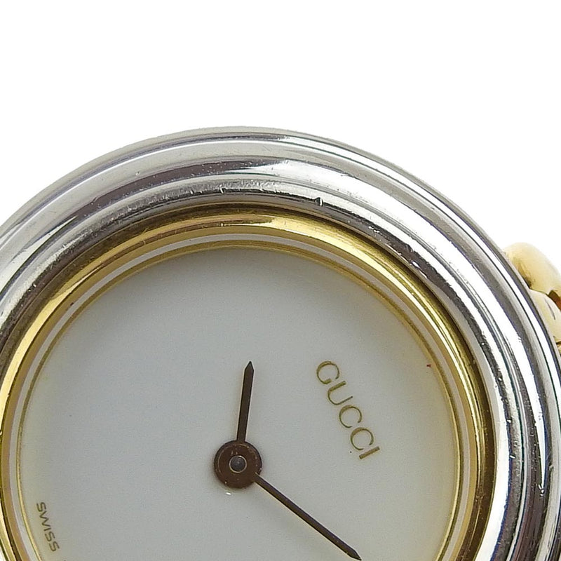 【GUCCI】グッチ
 チェンジベゼル 11/12.2 金メッキ ゴールド クオーツ アナログ表示 レディース 白文字盤 腕時計