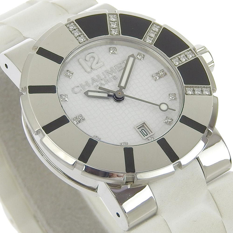 [Chaumet] Shome Clase One 13p Diamante Bisel Diamond 622C Acero inoxidable x goma x diamante cuarzo analógico damas dial blanco reloj un rango