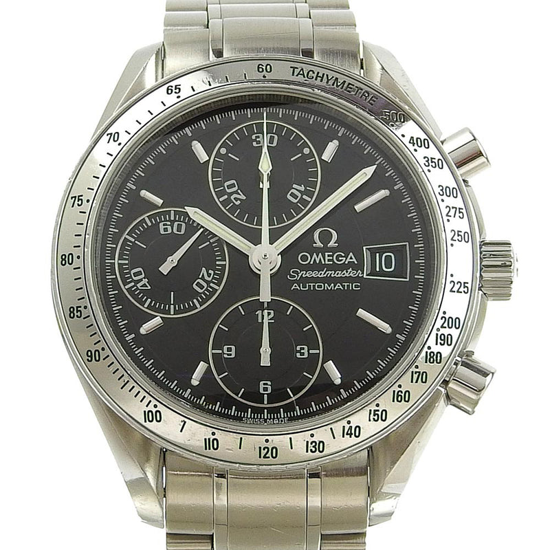 [Omega]欧米茄速度主日期3513.50不锈钢银色自动绕组计时男士黑色表盘手表