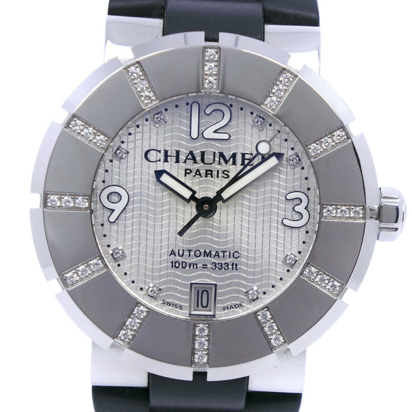 【Chaumet】ショーメ
 クラスワン ダイヤベゼル ステンレススチール×ラバー シルバー 自動巻き ボーイズ シルバー文字盤 腕時計
Aランク