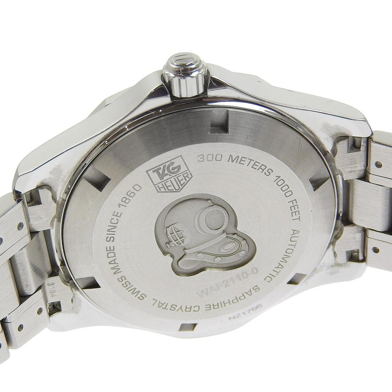 【TAG HEUER】タグホイヤー
 アクアレーサー WAF2110 ステンレススチール シルバー 自動巻き メンズ 黒文字盤 腕時計