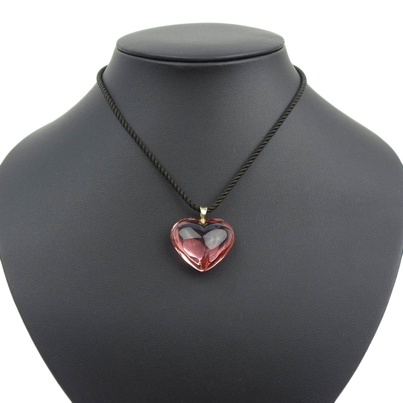 [BACCARAT] Baccarat Heart Crystal x K18 Yellow Gold Pink Ladies Necklace