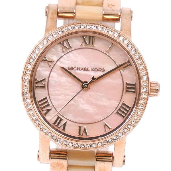[Michael Kors] Michael Course MK-3700 Watch Stainless Steel Pink Gold Quartz Ladies Pink Shell Dial A Rank