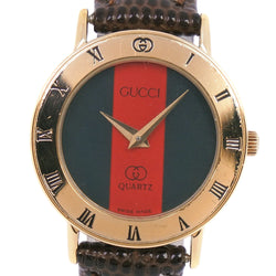 [GUCCI] Gucci Sherry 3000 Watch Stainless Steel x Leather Gold Quartz Ladies Red Green Dial Watch