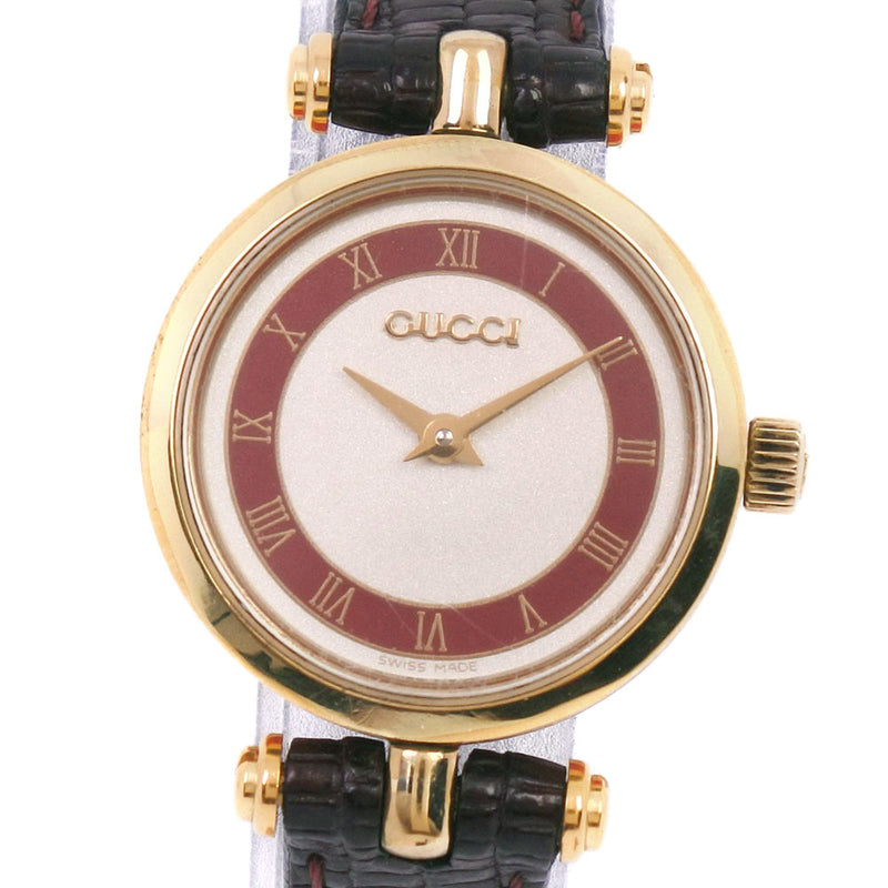 [Gucci] Gucci Sherry Watch Acero inoxidable x Cuarzo de cuero Damas de plata.