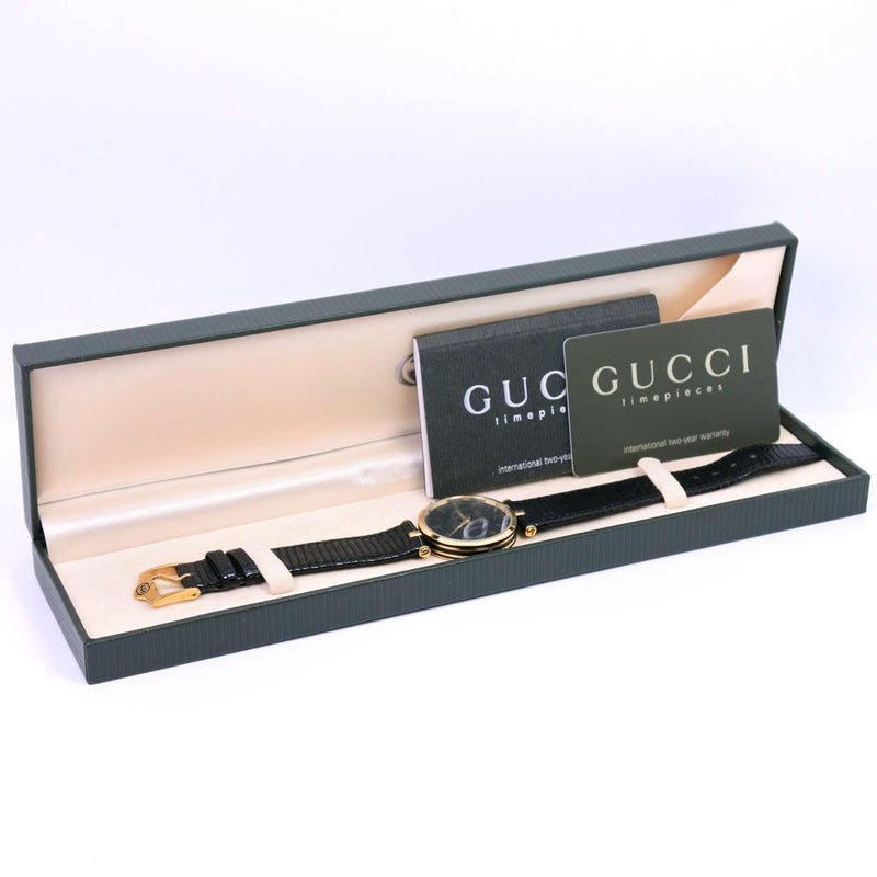 Gucci] Gucci 手表不锈钢X皮革金石英男式黑色表盘A级– KYOTO NISHIKINO