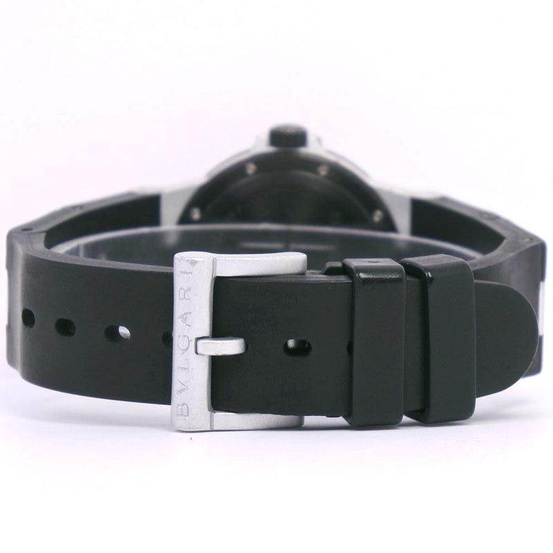 [Bvlgari] Bulgari Aluminio AL32A Reloj de acero inoxidable x Cuarzo negro de goma unisex Silver Dial Watch A-Rank