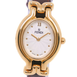 【FENDI】フェンディ
 オロロジ 640L 腕時計
 金メッキ×レザー ゴールド クオーツ レディース シルバー文字盤 腕時計