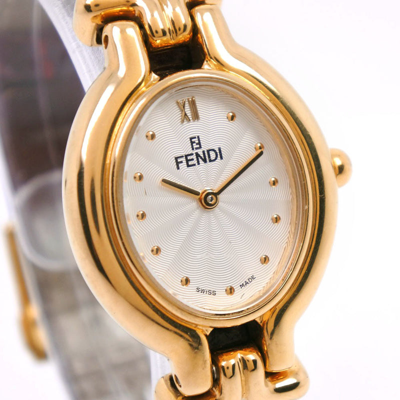 【FENDI】フェンディ
 オロロジ 640L 腕時計
 金メッキ×レザー ゴールド クオーツ レディース シルバー文字盤 腕時計