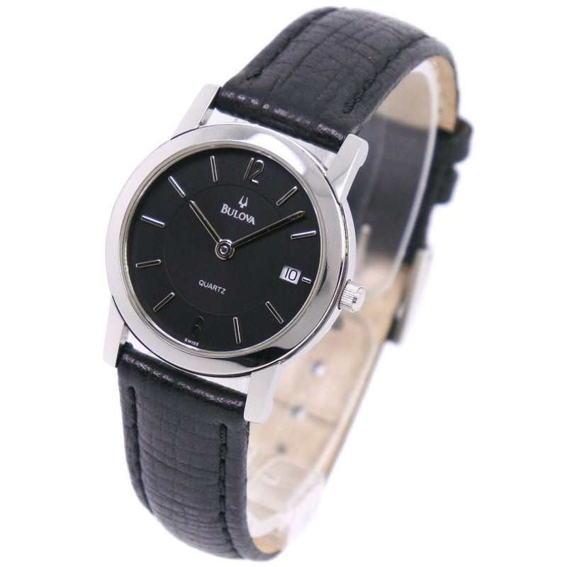 【BULOVA】ブローバ
 腕時計
 ステンレススチール×レザー クオーツ レディース 黒文字盤 腕時計
A-ランク