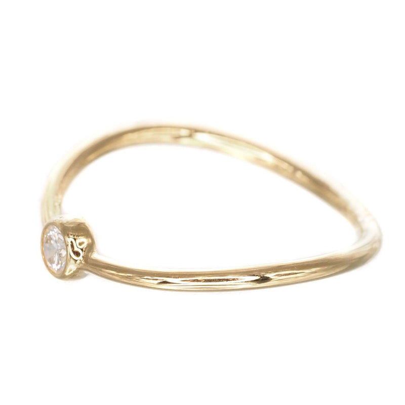 [Tiffany & Co.] Tiffany Wave Single Low Ersa Peletti K18 Gold X Diamond No. 6 Ladies Ring / Ring