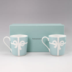 【TIFFANY&Co.】ティファニー
 ブルーボックス マグカップ×2客 食器
 陶磁器 ブルー 食器
Sランク