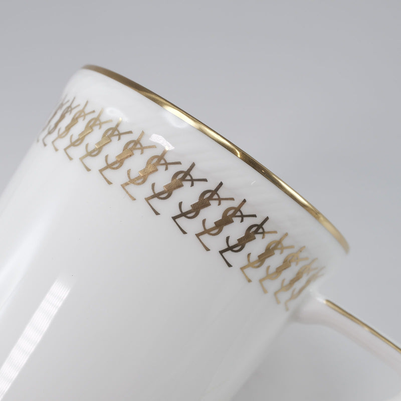【Yves Saint Laurent rive gauche】イヴサンローランリヴゴーシュ
 カップ＆ソーサー×6客 長期保管品 食器
 陶磁器 ホワイト 食器
Sランク
