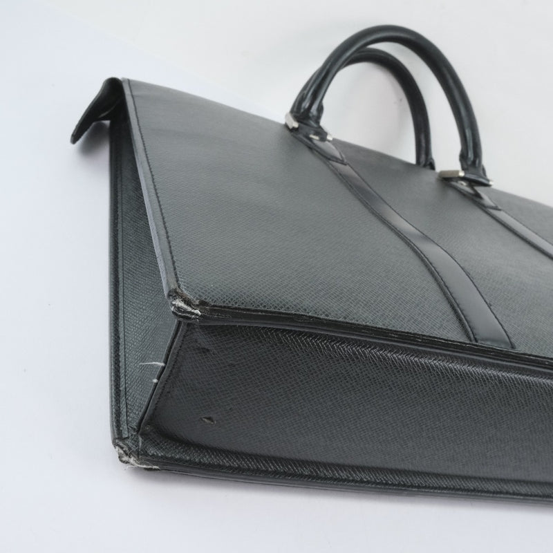 LOUIS VUITTON Lozan Taiga Leather Briefcase Shoulder Bag Black