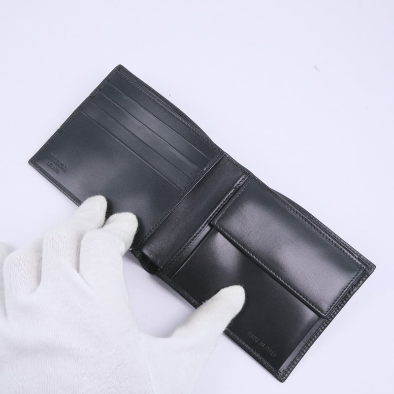 [Prada] Prada bi -fold billet de ternero negro bi -bi -bielet