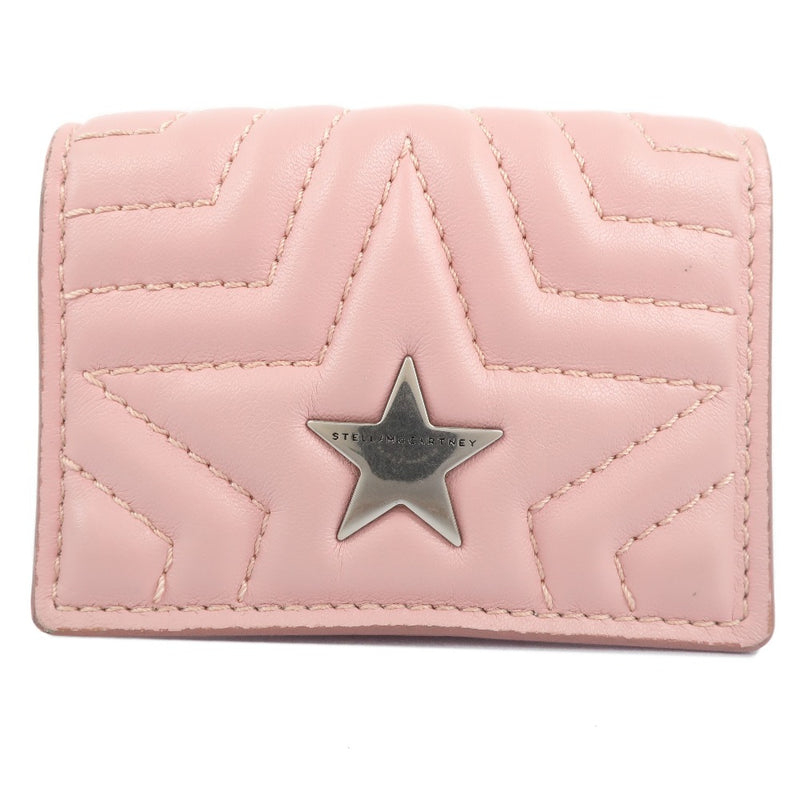 【Stella McCartney】ステラマッカートニー
 コンパクトウォレット 三つ折り財布
 カーフ ピンク スナップボタン Compact wallet レディース