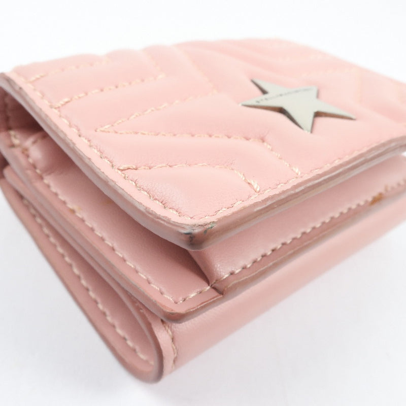 【Stella McCartney】ステラマッカートニー
 コンパクトウォレット 三つ折り財布
 カーフ ピンク スナップボタン Compact wallet レディース