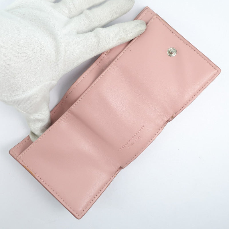 【Stella McCartney】ステラマッカートニー
 コンパクトウォレット 三つ折り財布
 カーフ ピンク スナップボタン Compact wallet レディース