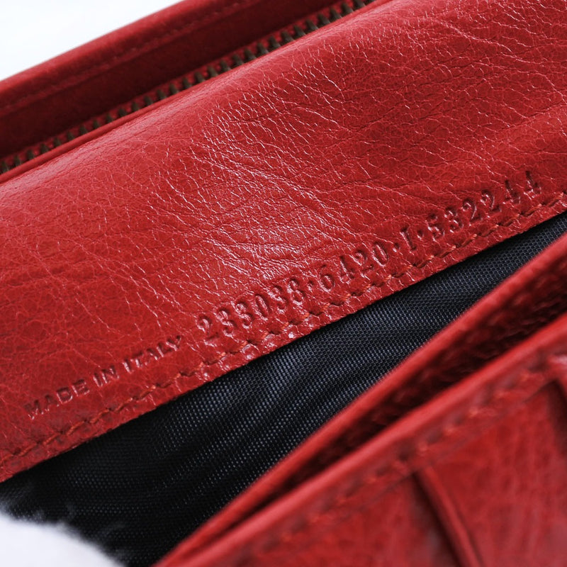 Balenciaga Campaign Logo Long Zip Wallet - Red Leather