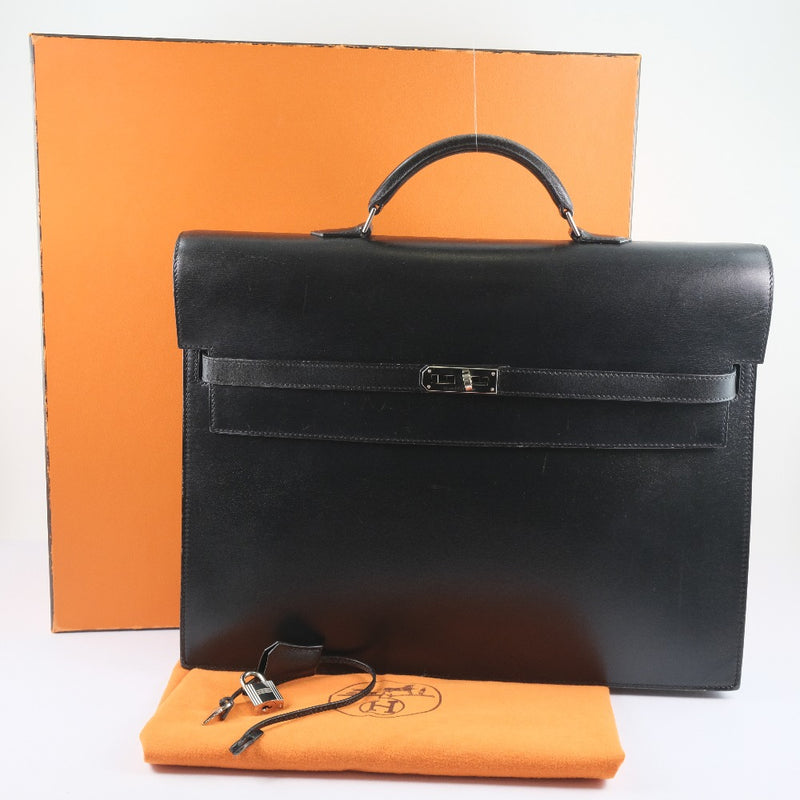 [Hermes] Hermes Kelly Deepsi 38 Bag Bag Box Curf Black □ F grabado de negocios para hombres